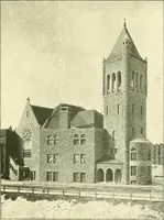 An illustration from A half century of Boston's building. The construction of buildings, the enactment of building laws and ordinances, sanitary laws, the ancient and modern building, building statistics, Boston's valuation, a chapter of Boston's big fire, fire losses, public lands account, prominent architects, contractors and builders, building materials and their source of supply inspection of buildings, the building and plumbing associations (1895)