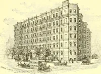 An illustration from A half century of Boston's building. The construction of buildings, the enactment of building laws and ordinances, sanitary laws, the ancient and modern building, building statistics, Boston's valuation, a chapter of Boston's big fire, fire losses, public lands account, prominent architects, contractors and builders, building materials and their source of supply inspection of buildings, the building and plumbing associations (1895)
