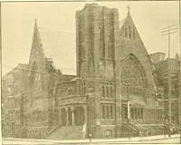 An illustration from A half century of Boston's building. The construction of buildings, the enactment of building laws and ordinances, sanitary laws, the ancient and modern building, building statistics, Boston's valuation, a chapter of Boston's big fire, fire losses, public lands account, prominent architects, contractors and builders, building materials and their source of supply inspection of buildings, the building and plumbing associations (1895)