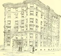 An illustration from A half century of Boston's building. The construction of buildings, the enactment of building laws and ordinances, sanitary laws, the ancient and modern building, building statistics, Boston's valuation, a chapter of Boston's big fire, fire losses, public lands account, prominent architects, contractors and builders, building materials and their source of supply inspection of buildings, the building and plumbing associations (1895)