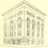 An illustration from A half century of Boston's building. The construction of buildings, the enactment of building laws and ordinances, sanitary laws, the ancient and modern building, building statistics, Boston's valuation, a chapter of Boston's big fire, fire losses, public lands account, prominent architects, contractors and builders, building materials and their source of supply inspection of buildings, the building and plumbing associations (1895)