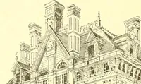 An illustration from A half century of Boston's building. The construction of buildings, the enactment of building laws and ordinances, sanitary laws, the ancient and modern building, building statistics, Boston's valuation, a chapter of Boston's big fire, fire losses, public lands account, prominent architects, contractors and builders, building materials and their source of supply inspection of buildings, the building and plumbing associations (1895)