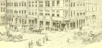 An illustration from A half century of Boston's building. The construction of buildings, the enactment of building laws and ordinances, sanitary laws, the ancient and modern building, building statistics, Boston's valuation, a chapter of Boston's big fire, fire losses, public lands account, prominent architects, contractors and builders, building materials and their source of supply inspection of buildings, the building and plumbing associations (1895)