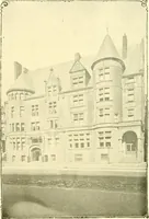 An illustration from A half century of Boston's building. The construction of buildings, the enactment of building laws and ordinances, sanitary laws, the ancient and modern building, building statistics, Boston's valuation, a chapter of Boston's big fire, fire losses, public lands account, prominent architects, contractors and builders, building materials and their source of supply inspection of buildings, the building and plumbing associations (1895)