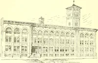 An illustration from A half century of Boston's building. The construction of buildings, the enactment of building laws and ordinances, sanitary laws, the ancient and modern building, building statistics, Boston's valuation, a chapter of Boston's big fire, fire losses, public lands account, prominent architects, contractors and builders, building materials and their source of supply inspection of buildings, the building and plumbing associations (1895)