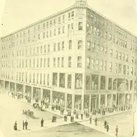 An illustration from A half century of Boston's building. The construction of buildings, the enactment of building laws and ordinances, sanitary laws, the ancient and modern building, building statistics, Boston's valuation, a chapter of Boston's big fire, fire losses, public lands account, prominent architects, contractors and builders, building materials and their source of supply inspection of buildings, the building and plumbing associations (1895)