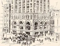 An illustration from A half century of Boston's building : the construction of buildings, the enactment of building laws and ordinances, sanitary laws, the ancient and modern building, building statistics, Boston's valuation, a chapter of Boston's big fire, fire losses, public lands account, prominent architects, contractors and builders, building materials and their source of supply, inspection of buildings, the building and plumbing associations (1895)