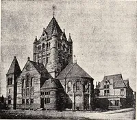 An illustration from A half century of Boston's building : the construction of buildings, the enactment of building laws and ordinances, sanitary laws, the ancient and modern building, building statistics, Boston's valuation, a chapter of Boston's big fire, fire losses, public lands account, prominent architects, contractors and builders, building materials and their source of supply, inspection of buildings, the building and plumbing associations (1895)