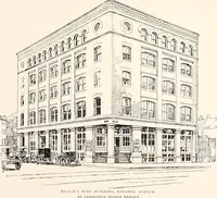 An illustration from A half century of Boston's building : the construction of buildings, the enactment of building laws and ordinances, sanitary laws, the ancient and modern building, building statistics, Boston's valuation, a chapter of Boston's big fire, fire losses, public lands account, prominent architects, contractors and builders, building materials and their source of supply, inspection of buildings, the building and plumbing associations (1895)