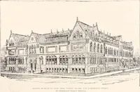 An illustration from A half century of Boston's building : the construction of buildings, the enactment of building laws and ordinances, sanitary laws, the ancient and modern building, building statistics, Boston's valuation, a chapter of Boston's big fire, fire losses, public lands account, prominent architects, contractors and builders, building materials and their source of supply, inspection of buildings, the building and plumbing associations (1895)