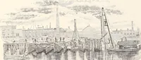 An illustration from A half century of Boston's building : the construction of buildings, the enactment of building laws and ordinances, sanitary laws, the ancient and modern building, building statistics, Boston's valuation, a chapter of Boston's big fire, fire losses, public lands account, prominent architects, contractors and builders, building materials and their source of supply, inspection of buildings, the building and plumbing associations (1895)