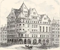 An illustration from A half century of Boston's building : the construction of buildings, the enactment of building laws and ordinances, sanitary laws, the ancient and modern building, building statistics, Boston's valuation, a chapter of Boston's big fire, fire losses, public lands account, prominent architects, contractors and builders, building materials and their source of supply, inspection of buildings, the building and plumbing associations (1895)