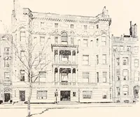An illustration from A half century of Boston's building : the construction of buildings, the enactment of building laws and ordinances, sanitary laws, the ancient and modern building, building statistics, Boston's valuation, a chapter of Boston's big fire, fire losses, public lands account, prominent architects, contractors and builders, building materials and their source of supply, inspection of buildings, the building and plumbing associations (1895)