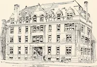 An illustration from A half century of Boston's building : the construction of buildings, the enactment of building laws and ordinances, sanitary laws, the ancient and modern building, building statistics, Boston's valuation, a chapter of Boston's big fire, fire losses, public lands account, prominent architects, contractors and builders, building materials and their source of supply, inspection of buildings, the building and plumbing associations (1895)