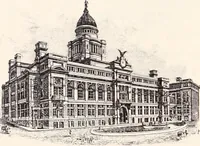 An illustration from A half century of Boston's building : the construction of buildings, the enactment of building laws and ordinances, sanitary laws, the ancient and modern building, building statistics, Boston's valuation, a chapter of Boston's big fire, fire losses, public lands account, prominent architects, contractors and builders, building materials and their source of supply, inspection of buildings, the building and plumbing associations (1895)