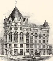 An illustration from A half century of Boston's building : the construction of buildings, the enactment of building laws and ordinances, sanitary laws, the ancient and modern building, building statistics, Boston's valuation, a chapter of Boston's big fire, fire losses, public lands account, prominent architects, contractors and builders, building materials and their source of supply, inspection of buildings, the building and plumbing associations (1895)
