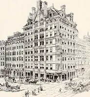An illustration from A half century of Boston's building : the construction of buildings, the enactment of building laws and ordinances, sanitary laws, the ancient and modern building, building statistics, Boston's valuation, a chapter of Boston's big fire, fire losses, public lands account, prominent architects, contractors and builders, building materials and their source of supply, inspection of buildings, the building and plumbing associations (1895)