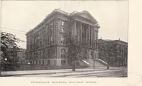 An illustration from A half century of Boston's building : the construction of buildings, the enactment of building laws and ordinances, sanitary laws, the ancient and modern building, building statistics, Boston's valuation, a chapter of Boston's big fire, fire losses, public lands account, prominent architects, contractors and builders, building materials and their source of supply, inspection of buildings, the building and plumbing associations (1895)