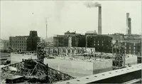 An illustration from A half century of Chicago building : a practical reference guide : all building laws and ordinances brought to date : historical, technical and statistical review of the construction and material development of America's inland metropolis (1910)