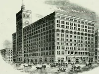 An illustration from A half century of Chicago building : a practical reference guide : all building laws and ordinances brought to date : historical, technical and statistical review of the construction and material development of America's inland metropolis (1910)