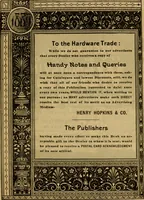 An illustration from Handy notes and queries. A manual of useful information of especial importance to dealers in hardware, stoves and tinware, machinists', gas-fitters' and plumbers' materials, as well as the various workers in useful metals .. (1889)