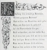 An illustration from Hans Holbein's initial-buchstaben mit dem todtentanz. Nach Hans Lutzelburger's original-holzschnitten im Dresdner Kabinet zum ersten mal treu copirt von Heinrich Loedel. Mit erläuternden denkversen und einer geschichtlichen abhandlung über die todtentänze von Dr. Adolf Ellisen .. (1849)