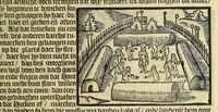 An illustration from Hans Staden van Homborgs beschrijvinghe van America, wiens inwoonders, wildt, naeckt, seer godloos, ende wreede menschen-eters zijn, hoe hy selve onder de Brasilianen lange gevangen geseten heeft . (1634)