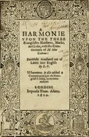 An illustration from A harmonie vpon the three euangelistes Matthewe, Marke, and Luke : with the commentarie of M. Iohn Caluine (1610)