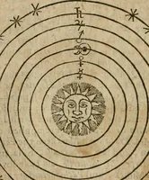 An illustration from The harmony of the world : being a discourse of God, heaven, angels, stars, planets, earth, the miraculous descentions and ascentions of spirits : with the nature and harmony of mans body, the art of preparing Rosie Crucian medicines to cure all diseases : their rules to raise bodies decayed, which are verified by a practical examination of principles in the great world : whereunto is added, the state of the New Jerusalem, grounded upon the knowledge of nature, light of reason, phylosophy and divinity : all fitted to the understanding, use and profit of wisdomes children, and communicated to the sons of art (1662)