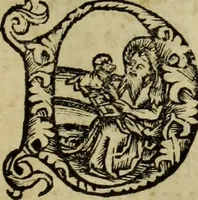 An illustration from Hec est noua queda[m] singular[is] at[que] rara legenda ed alijs sex lege[n]dis collecta et perfecta tractans de origine, et vite, ordine, de conuersione, ac magistrali disputatione, ast de passione, morte, [&] miraculis generose regine, necnon gloriose virginis et martiris sancte Katherine, ciuis quo[que] olim erat vrbis Alexandrine (1500)