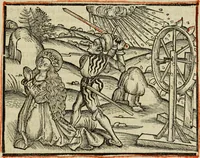 Picture 33 of 34 from Hec est noua queda[m] singular[is] at[que] rara legenda ed alijs sex lege[n]dis collecta et perfecta tractans de origine, et vite, ordine, de conuersione, ac magistrali disputatione, ast de passione, morte, [&] miraculis generose regine, necnon gloriose virginis et martiris sancte Katherine, ciuis quo[que] olim erat vrbis Alexandrine (1500), leaf 90