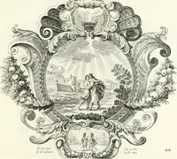 Picture 96 of 249 from Heilige Augen- und Gemüths-Lust : vorstellend, alle sonn- fest- und feyrtägliche nicht nur Evangelien, sondern auch Epistelen und Lectionen, jene historisch : diese auch emblemmatisch, und mit curieusen Einfassungen : in vielen Kupffer-Stücken von frembder und gantz neuer Invention : so wohl zur Kunst-Ubung als Unterhaltung Gottseeliger Betrachtungen, wie auch Vermehrung der Kupffer-Bibelen und Ausszierung aller christlichen Postillen dienlich (1706), leaf 104