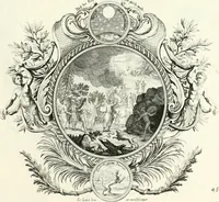 An illustration from Heilige Augen- und Gemüths-Lust : vorstellend, alle sonn- fest- und feyrtägliche nicht nur Evangelien, sondern auch Epistelen und Lectionen, jene historisch : diese auch emblemmatisch, und mit curieusen Einfassungen : in vielen Kupffer-Stücken von frembder und gantz neuer Invention : so wohl zur Kunst-Ubung als Unterhaltung Gottseeliger Betrachtungen, wie auch Vermehrung der Kupffer-Bibelen und Ausszierung aller christlichen Postillen dienlich (1706)