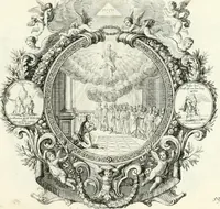 An illustration from Heilige Augen- und Gemüths-Lust : vorstellend, alle sonn- fest- und feyrtägliche nicht nur Evangelien, sondern auch Epistelen und Lectionen, jene historisch : diese auch emblemmatisch, und mit curieusen Einfassungen : in vielen Kupffer-Stücken von frembder und gantz neuer Invention : so wohl zur Kunst-Ubung als Unterhaltung Gottseeliger Betrachtungen, wie auch Vermehrung der Kupffer-Bibelen und Ausszierung aller christlichen Postillen dienlich (1706)