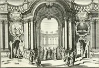 An illustration from Heilige Augen- und Gemüths-Lust : vorstellend, alle sonn- fest- und feyrtägliche nicht nur Evangelien, sondern auch Epistelen und Lectionen, jene historisch : diese auch emblemmatisch, und mit curieusen Einfassungen : in vielen Kupffer-Stücken von frembder und gantz neuer Invention : so wohl zur Kunst-Ubung als Unterhaltung Gottseeliger Betrachtungen, wie auch Vermehrung der Kupffer-Bibelen und Ausszierung aller christlichen Postillen dienlich (1706)