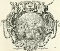 An illustration from Heilige Augen- und Gemüths-Lust : vorstellend, alle sonn- fest- und feyrtägliche nicht nur Evangelien, sondern auch Epistelen und Lectionen, jene historisch : diese auch emblemmatisch, und mit curieusen Einfassungen : in vielen Kupffer-Stücken von frembder und gantz neuer Invention : so wohl zur Kunst-Ubung als Unterhaltung Gottseeliger Betrachtungen, wie auch Vermehrung der Kupffer-Bibelen und Ausszierung aller christlichen Postillen dienlich (1706)