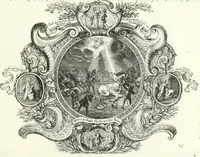 An illustration from Heilige Augen- und Gemüths-Lust : vorstellend, alle sonn- fest- und feyrtägliche nicht nur Evangelien, sondern auch Epistelen und Lectionen, jene historisch : diese auch emblemmatisch, und mit curieusen Einfassungen : in vielen Kupffer-Stücken von frembder und gantz neuer Invention : so wohl zur Kunst-Ubung als Unterhaltung Gottseeliger Betrachtungen, wie auch Vermehrung der Kupffer-Bibelen und Ausszierung aller christlichen Postillen dienlich (1706)