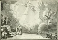 An illustration from Heilige Augen- und Gemüths-Lust : vorstellend, alle sonn- fest- und feyrtägliche nicht nur Evangelien, sondern auch Epistelen und Lectionen, jene historisch : diese auch emblemmatisch, und mit curieusen Einfassungen : in vielen Kupffer-Stücken von frembder und gantz neuer Invention : so wohl zur Kunst-Ubung als Unterhaltung Gottseeliger Betrachtungen, wie auch Vermehrung der Kupffer-Bibelen und Ausszierung aller christlichen Postillen dienlich (1706)