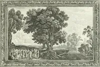 An illustration from Heilige Augen- und Gemüths-Lust : vorstellend, alle sonn- fest- und feyrtägliche nicht nur Evangelien, sondern auch Epistelen und Lectionen, jene historisch : diese auch emblemmatisch, und mit curieusen Einfassungen : in vielen Kupffer-Stücken von frembder und gantz neuer Invention : so wohl zur Kunst-Ubung als Unterhaltung Gottseeliger Betrachtungen, wie auch Vermehrung der Kupffer-Bibelen und Ausszierung aller christlichen Postillen dienlich (1706)