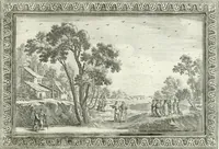 An illustration from Heilige Augen- und Gemüths-Lust : vorstellend, alle sonn- fest- und feyrtägliche nicht nur Evangelien, sondern auch Epistelen und Lectionen, jene historisch : diese auch emblemmatisch, und mit curieusen Einfassungen : in vielen Kupffer-Stücken von frembder und gantz neuer Invention : so wohl zur Kunst-Ubung als Unterhaltung Gottseeliger Betrachtungen, wie auch Vermehrung der Kupffer-Bibelen und Ausszierung aller christlichen Postillen dienlich (1706)