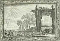 An illustration from Heilige Augen- und Gemüths-Lust : vorstellend, alle sonn- fest- und feyrtägliche nicht nur Evangelien, sondern auch Epistelen und Lectionen, jene historisch : diese auch emblemmatisch, und mit curieusen Einfassungen : in vielen Kupffer-Stücken von frembder und gantz neuer Invention : so wohl zur Kunst-Ubung als Unterhaltung Gottseeliger Betrachtungen, wie auch Vermehrung der Kupffer-Bibelen und Ausszierung aller christlichen Postillen dienlich (1706)