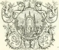 An illustration from Heilige Augen- und Gemüths-Lust : vorstellend, alle sonn- fest- und feyrtägliche nicht nur Evangelien, sondern auch Epistelen und Lectionen, jene historisch : diese auch emblemmatisch, und mit curieusen Einfassungen : in vielen Kupffer-Stücken von frembder und gantz neuer Invention : so wohl zur Kunst-Ubung als Unterhaltung Gottseeliger Betrachtungen, wie auch Vermehrung der Kupffer-Bibelen und Ausszierung aller christlichen Postillen dienlich (1706)