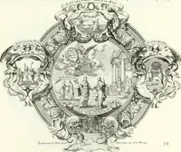 An illustration from Heilige Augen- und Gemüths-Lust : vorstellend, alle sonn- fest- und feyrtägliche nicht nur Evangelien, sondern auch Epistelen und Lectionen, jene historisch : diese auch emblemmatisch, und mit curieusen Einfassungen : in vielen Kupffer-Stücken von frembder und gantz neuer Invention : so wohl zur Kunst-Ubung als Unterhaltung Gottseeliger Betrachtungen, wie auch Vermehrung der Kupffer-Bibelen und Ausszierung aller christlichen Postillen dienlich (1706)