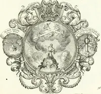 An illustration from Heilige Augen- und Gemüths-Lust : vorstellend, alle sonn- fest- und feyrtägliche nicht nur Evangelien, sondern auch Epistelen und Lectionen, jene historisch : diese auch emblemmatisch, und mit curieusen Einfassungen : in vielen Kupffer-Stücken von frembder und gantz neuer Invention : so wohl zur Kunst-Ubung als Unterhaltung Gottseeliger Betrachtungen, wie auch Vermehrung der Kupffer-Bibelen und Ausszierung aller christlichen Postillen dienlich (1706)