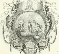 An illustration from Heilige Augen- und Gemüths-Lust : vorstellend, alle sonn- fest- und feyrtägliche nicht nur Evangelien, sondern auch Epistelen und Lectionen, jene historisch : diese auch emblemmatisch, und mit curieusen Einfassungen : in vielen Kupffer-Stücken von frembder und gantz neuer Invention : so wohl zur Kunst-Ubung als Unterhaltung Gottseeliger Betrachtungen, wie auch Vermehrung der Kupffer-Bibelen und Ausszierung aller christlichen Postillen dienlich (1706)