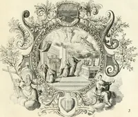 An illustration from Heilige Augen- und Gemüths-Lust : vorstellend, alle sonn- fest- und feyrtägliche nicht nur Evangelien, sondern auch Epistelen und Lectionen, jene historisch : diese auch emblemmatisch, und mit curieusen Einfassungen : in vielen Kupffer-Stücken von frembder und gantz neuer Invention : so wohl zur Kunst-Ubung als Unterhaltung Gottseeliger Betrachtungen, wie auch Vermehrung der Kupffer-Bibelen und Ausszierung aller christlichen Postillen dienlich (1706)