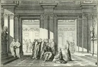 An illustration from Heilige Augen- und Gemüths-Lust : vorstellend, alle sonn- fest- und feyrtägliche nicht nur Evangelien, sondern auch Epistelen und Lectionen, jene historisch : diese auch emblemmatisch, und mit curieusen Einfassungen : in vielen Kupffer-Stücken von frembder und gantz neuer Invention : so wohl zur Kunst-Ubung als Unterhaltung Gottseeliger Betrachtungen, wie auch Vermehrung der Kupffer-Bibelen und Ausszierung aller christlichen Postillen dienlich (1706)