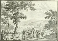 Picture 217 of 249 from Heilige Augen- und Gemüths-Lust : vorstellend, alle sonn- fest- und feyrtägliche nicht nur Evangelien, sondern auch Epistelen und Lectionen, jene historisch : diese auch emblemmatisch, und mit curieusen Einfassungen : in vielen Kupffer-Stücken von frembder und gantz neuer Invention : so wohl zur Kunst-Ubung als Unterhaltung Gottseeliger Betrachtungen, wie auch Vermehrung der Kupffer-Bibelen und Ausszierung aller christlichen Postillen dienlich (1706), leaf 228