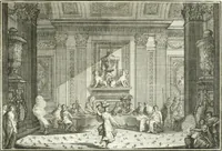 An illustration from Heilige Augen- und Gemüths-Lust : vorstellend, alle sonn- fest- und feyrtägliche nicht nur Evangelien, sondern auch Epistelen und Lectionen, jene historisch : diese auch emblemmatisch, und mit curieusen Einfassungen : in vielen Kupffer-Stücken von frembder und gantz neuer Invention : so wohl zur Kunst-Ubung als Unterhaltung Gottseeliger Betrachtungen, wie auch Vermehrung der Kupffer-Bibelen und Ausszierung aller christlichen Postillen dienlich (1706)
