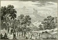 An illustration from Heilige Augen- und Gemüths-Lust : vorstellend, alle sonn- fest- und feyrtägliche nicht nur Evangelien, sondern auch Epistelen und Lectionen, jene historisch : diese auch emblemmatisch, und mit curieusen Einfassungen : in vielen Kupffer-Stücken von frembder und gantz neuer Invention : so wohl zur Kunst-Ubung als Unterhaltung Gottseeliger Betrachtungen, wie auch Vermehrung der Kupffer-Bibelen und Ausszierung aller christlichen Postillen dienlich (1706)